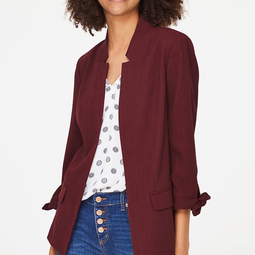 Loft Outlet Dark Red Tie Blazer